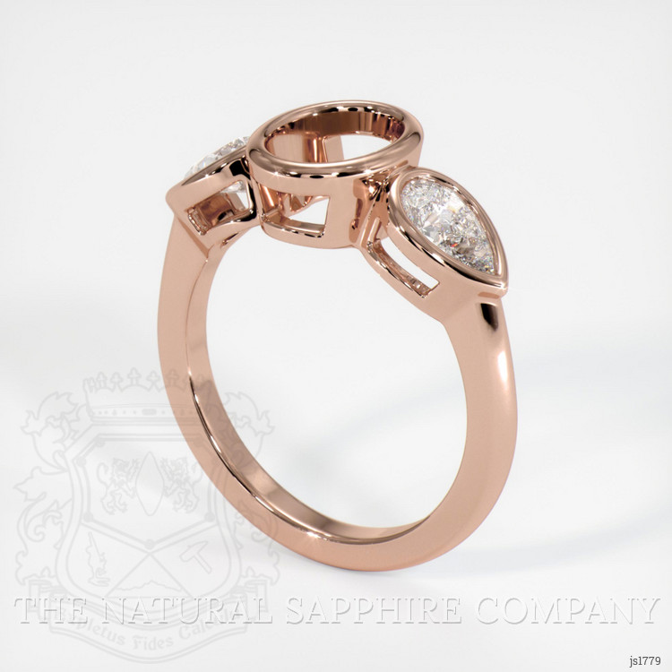 18K Rose Gold Three Stone Ring Setting
