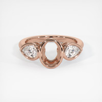 18K Rose Gold Three Stone Ring Setting Image