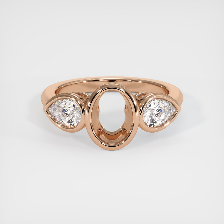 18K Rose Gold Three Stone Ring Setting