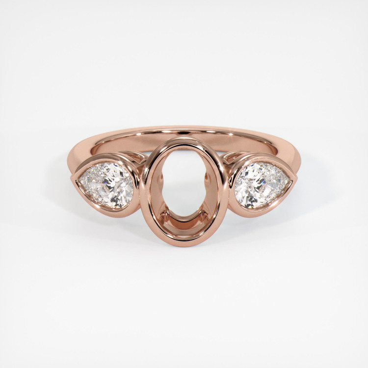 18K Rose Gold Three Stone Ring Setting