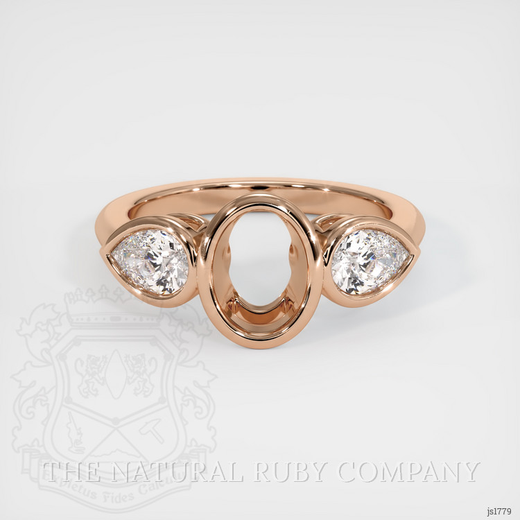 18K Rose Gold Three Stone Ring Setting