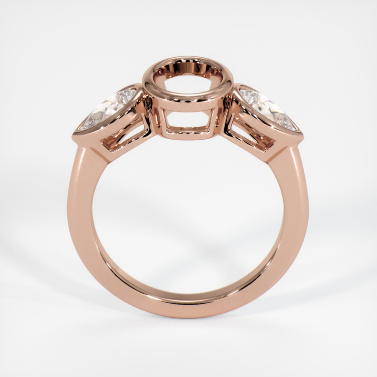 18K Rose Gold Three Stone Ring Setting