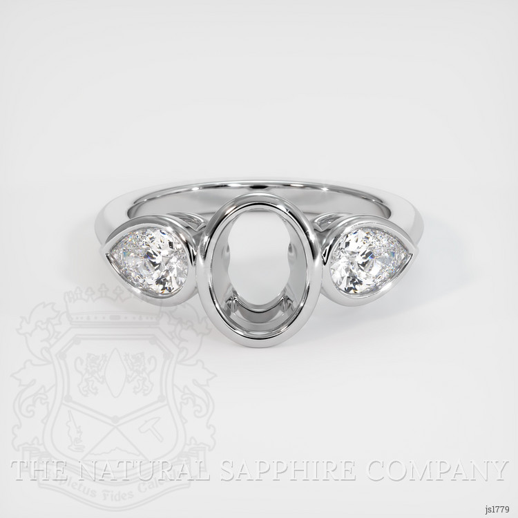 14K White Gold Three Stone Ring Setting