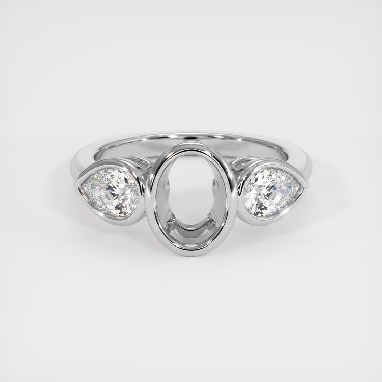 14K White Gold Three Stone Ring Setting
