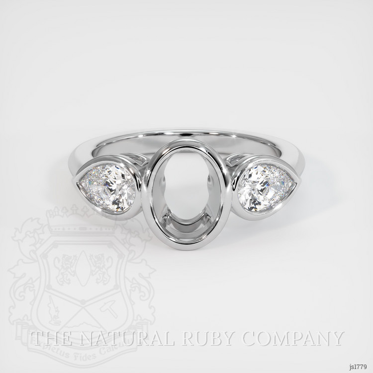 14K White Gold Three Stone Ring Setting