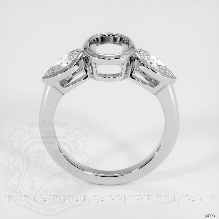 14K White Gold Three Stone Ring Setting