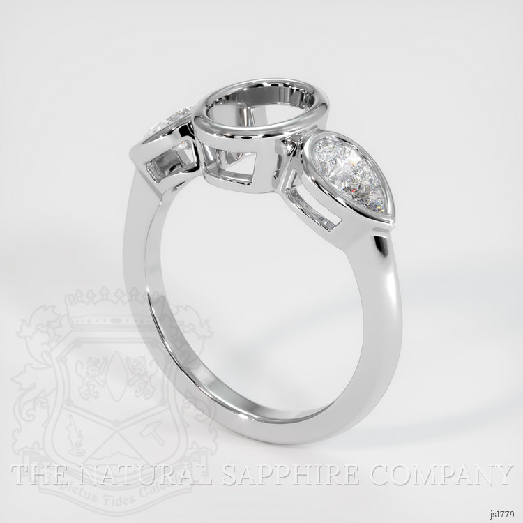18K White Gold Three Stone Ring Setting