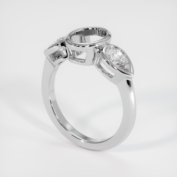 18K White Gold Three Stone Ring Setting