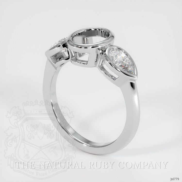 18K White Gold Three Stone Ring Setting
