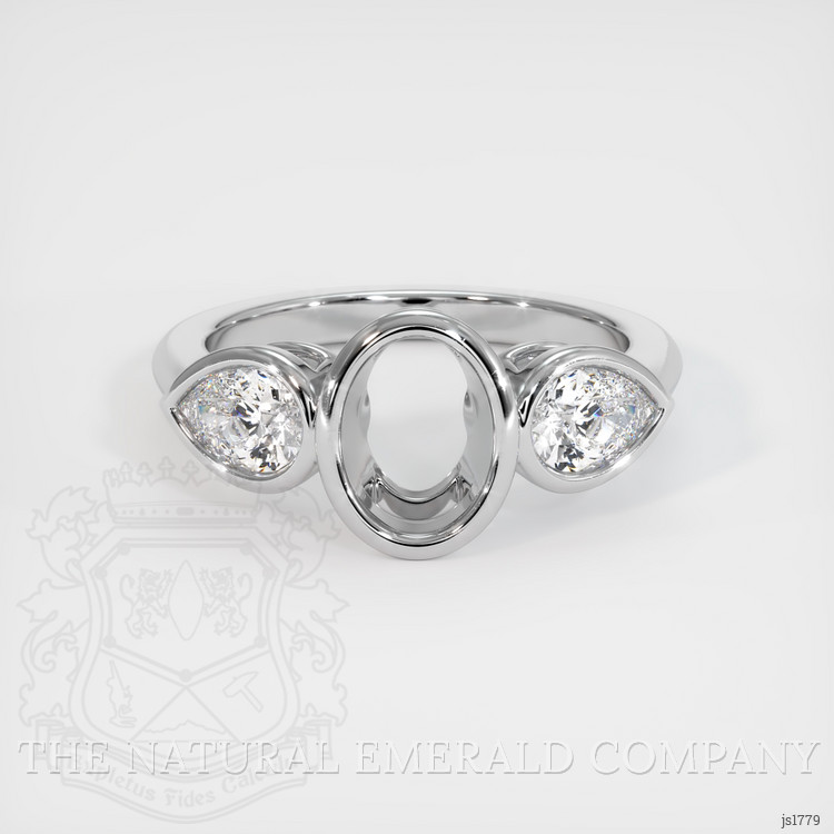 18K White Gold Three Stone Ring Setting