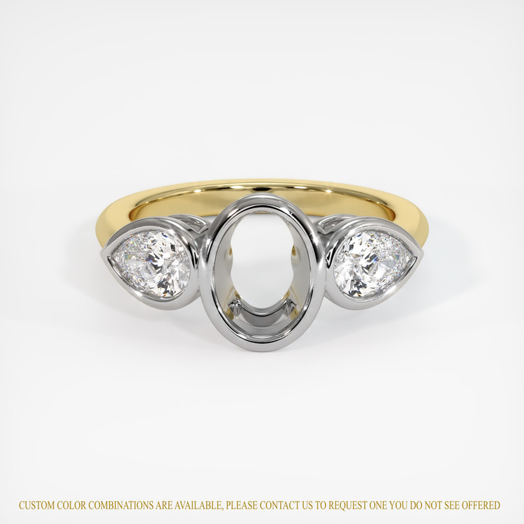 14K White & Yellow Three Stone Ring Setting