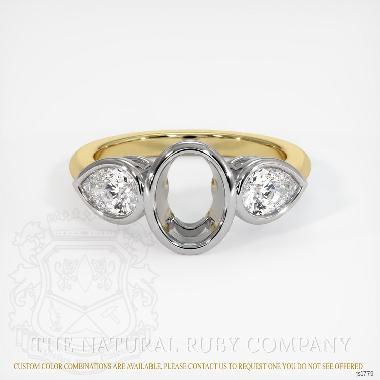 14K White & Yellow Three Stone Ring Setting