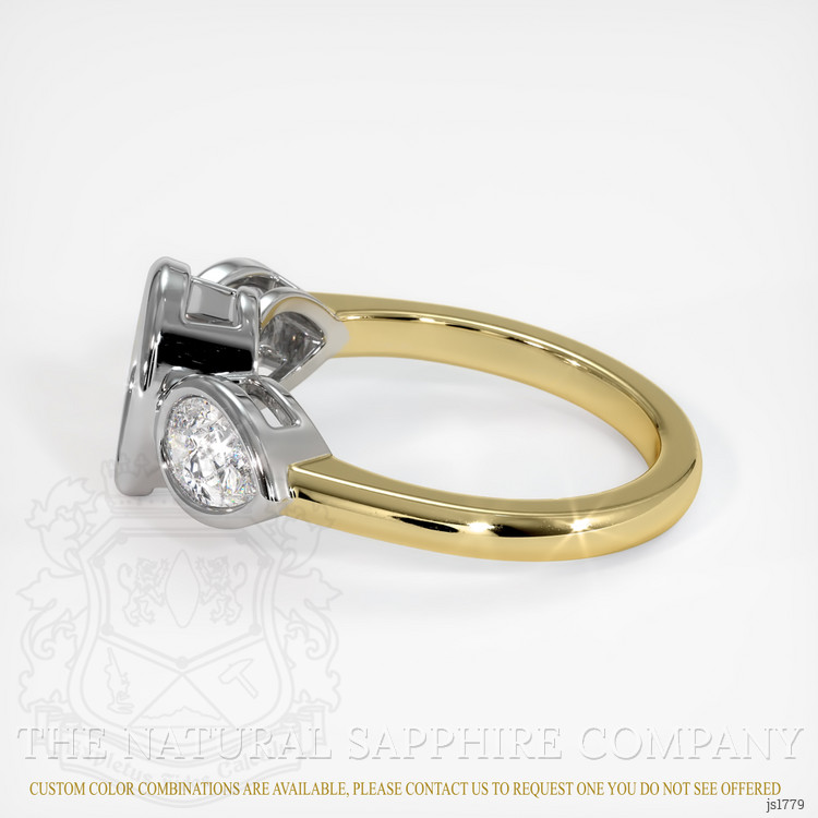 14K White & Yellow Three Stone Ring Setting