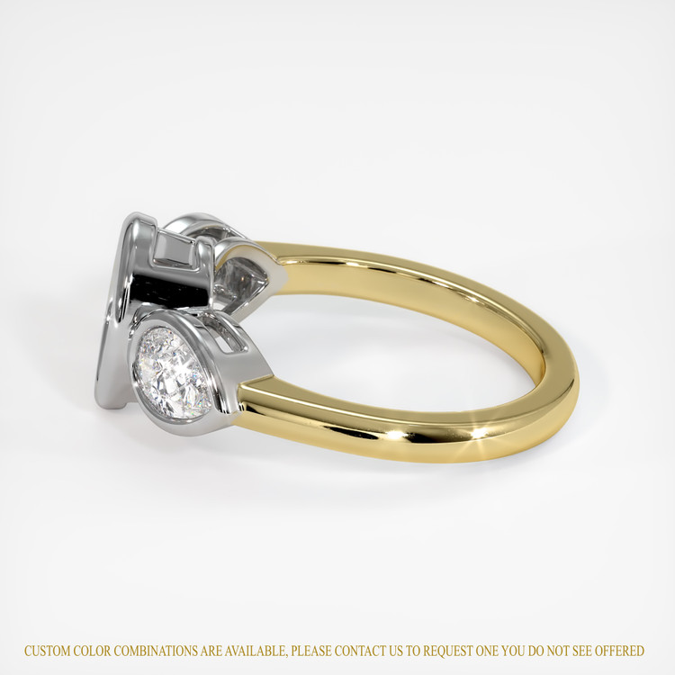 14K White & Yellow Three Stone Ring Setting