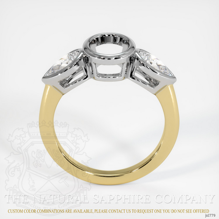 14K White & Yellow Three Stone Ring Setting