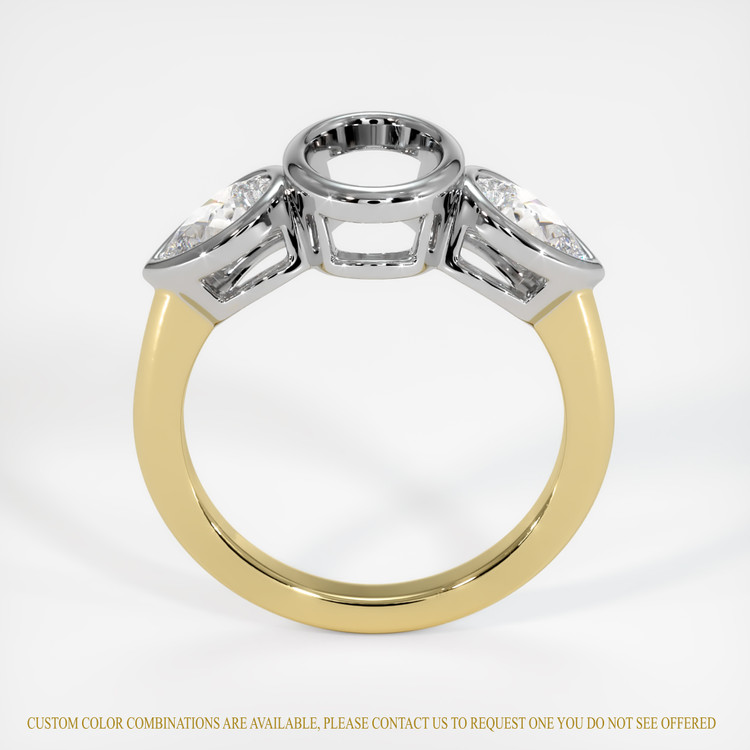 18K White & Yellow Three Stone Ring Setting