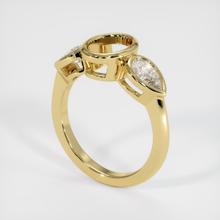 18K Yellow Gold Three Stone Ring Setting