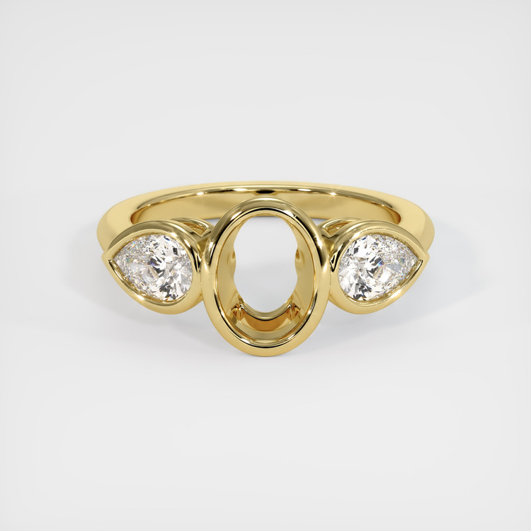 18K Yellow Gold Three Stone Ring Setting
