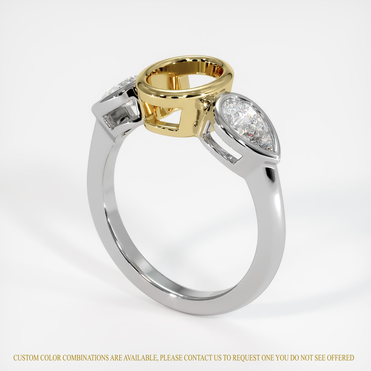18K Yellow & White Three Stone Ring Setting