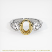 18K Yellow & White Three Stone Ring Setting Image