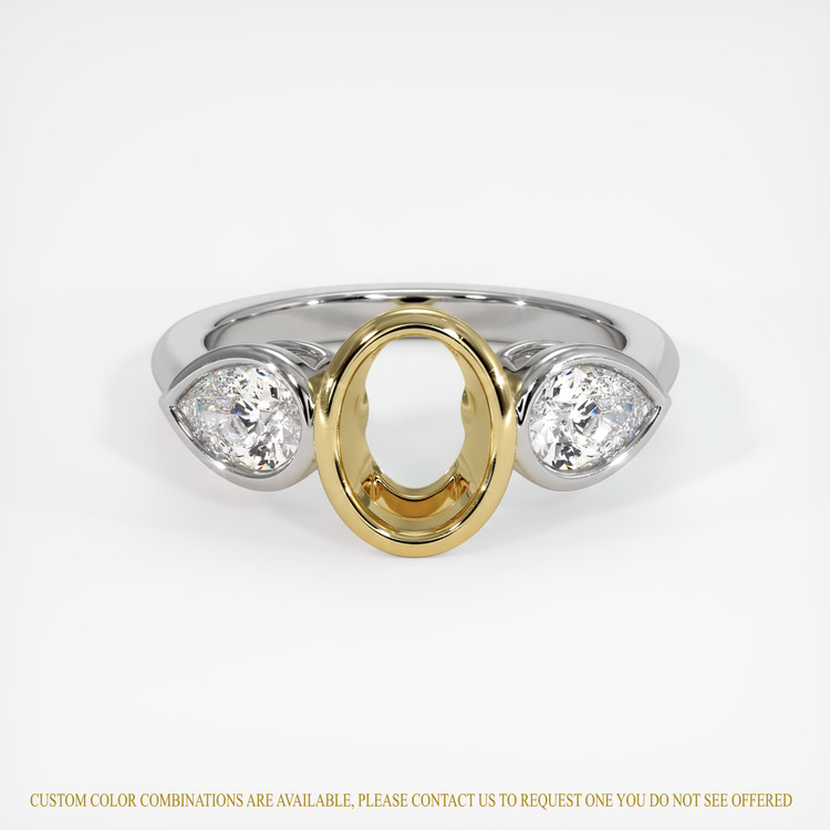 18K Yellow & White Three Stone Ring Setting