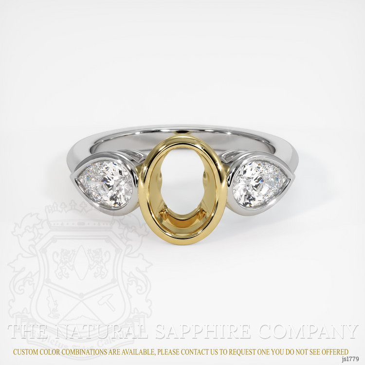 18K Yellow & White Three Stone Ring Setting