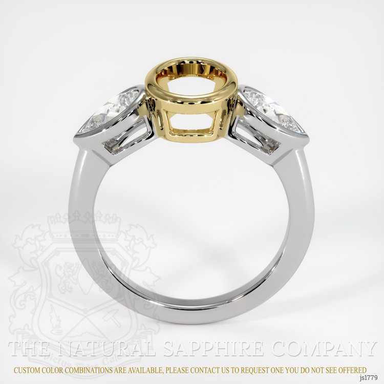 18K Yellow & White Three Stone Ring Setting