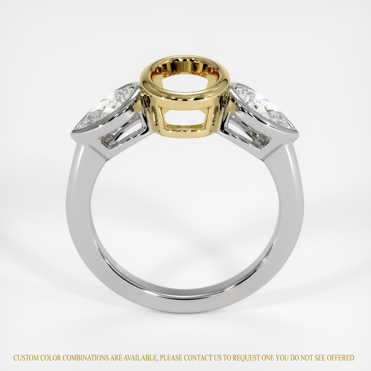 18K Yellow & White Three Stone Ring Setting
