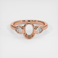 14K Rose Gold Three Stone Ring Setting Image