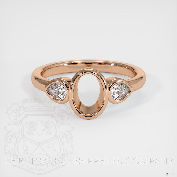 14K Rose Gold Three Stone Ring Setting