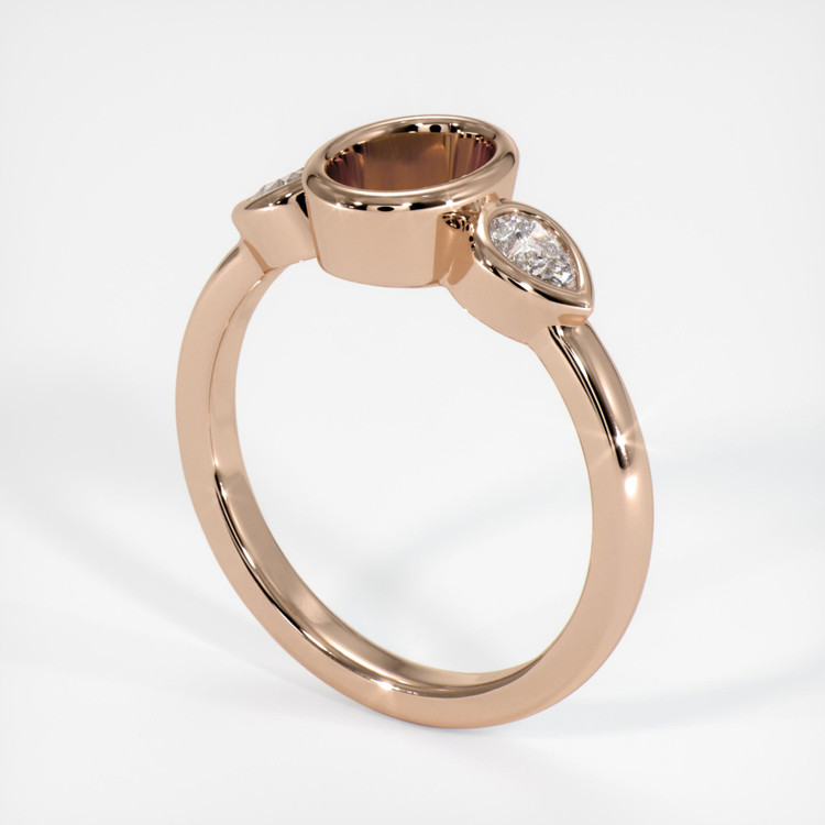 18K Rose Gold Three Stone Ring Setting