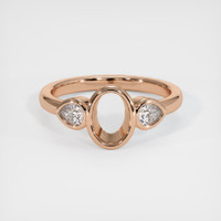 18K Rose Gold Three Stone Ring Setting Image