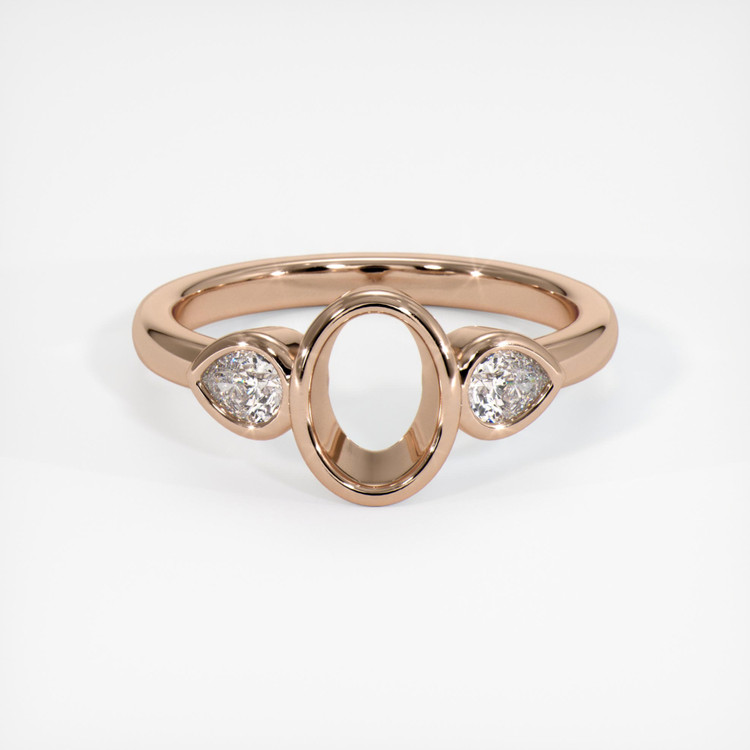18K Rose Gold Three Stone Ring Setting