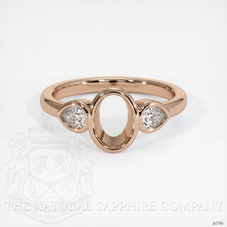18K Rose Gold Three Stone Ring Setting