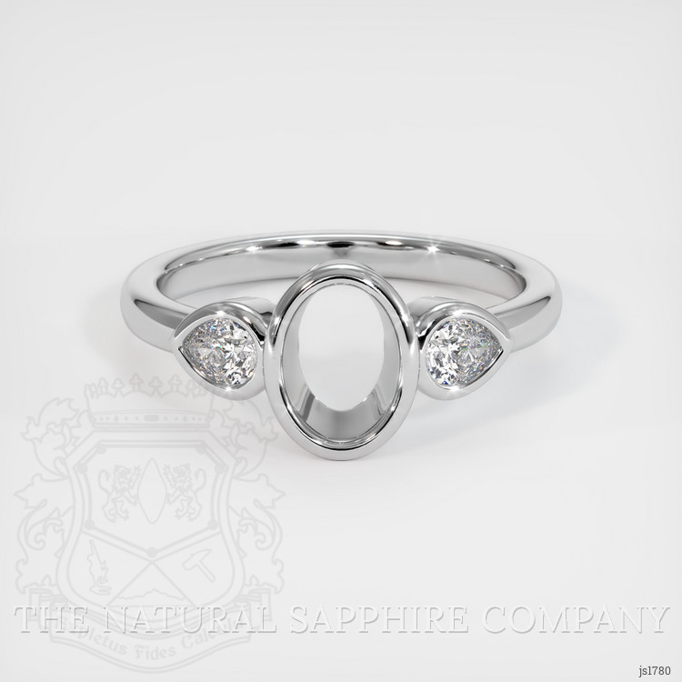 10K White Gold Three Stone Ring Setting