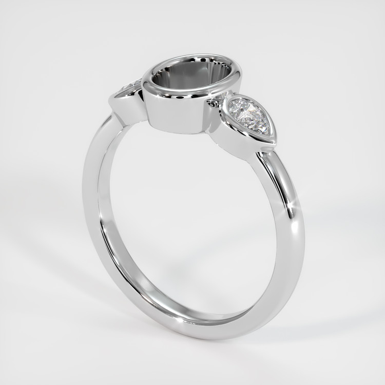 14K White Gold Three Stone Ring Setting