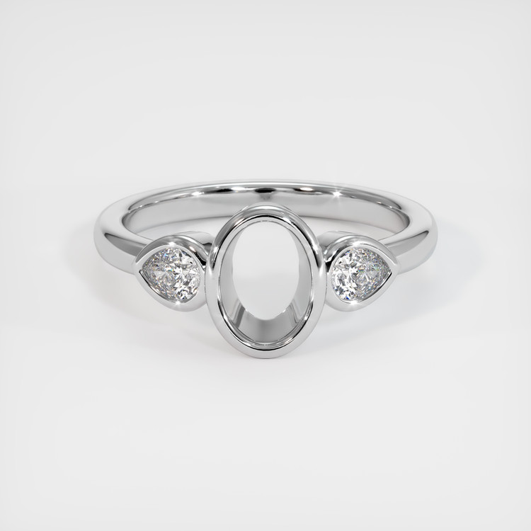 18K White Gold Three Stone Ring Setting