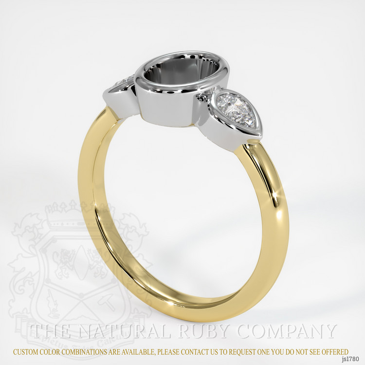 14K White & Yellow Three Stone Ring Setting