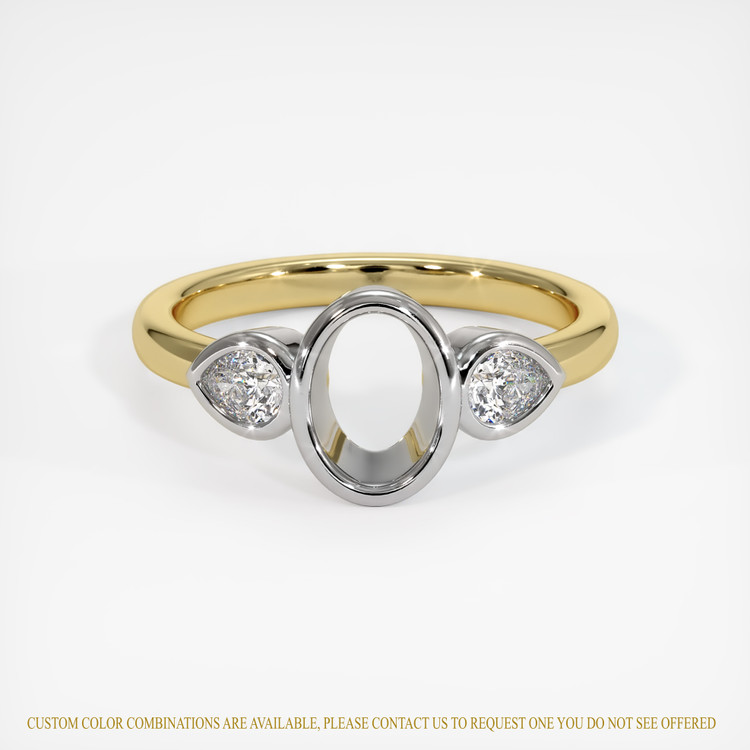 14K White & Yellow Three Stone Ring Setting