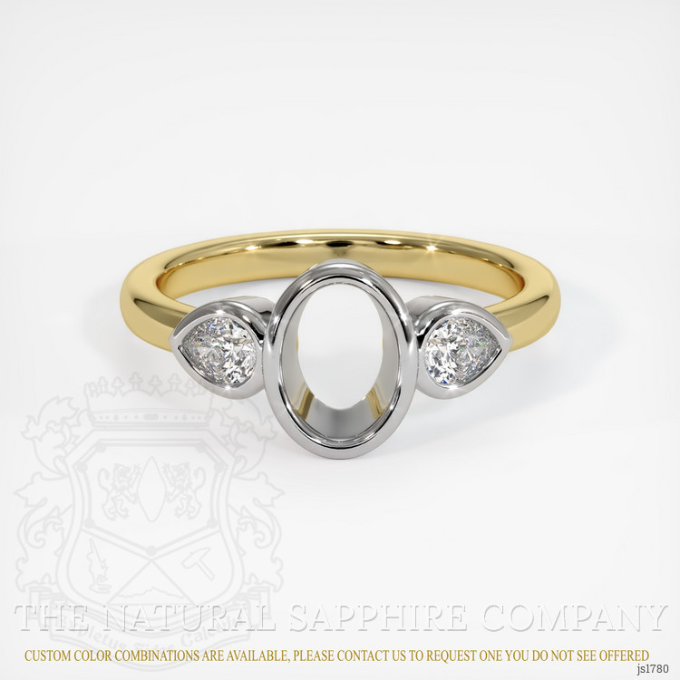 14K White & Yellow Three Stone Ring Setting