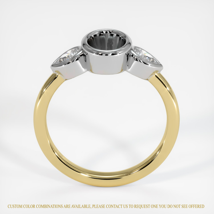 14K White & Yellow Three Stone Ring Setting