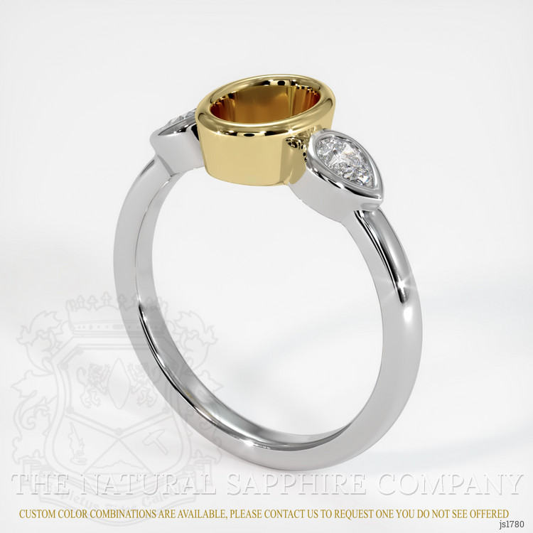 14K Yellow & White Three Stone Ring Setting