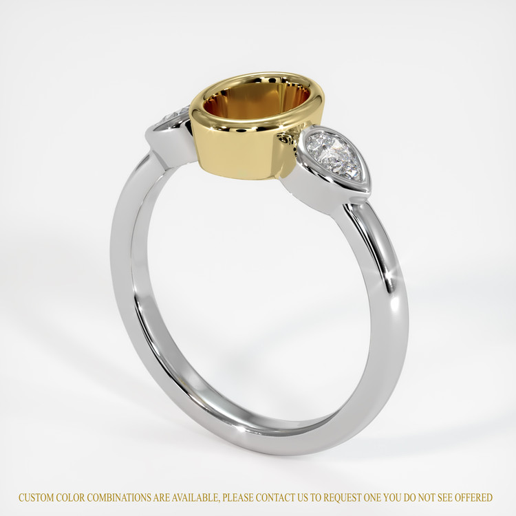 14K Yellow & White Three Stone Ring Setting