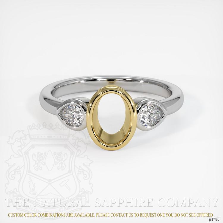 14K Yellow & White Three Stone Ring Setting