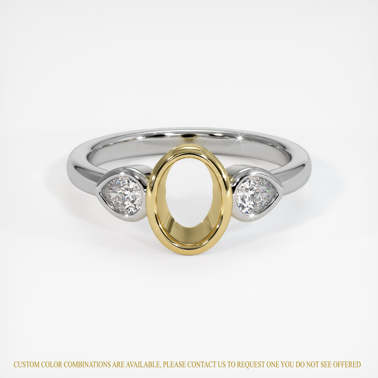 14K Yellow & White Three Stone Ring Setting