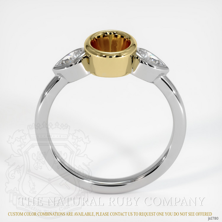 14K Yellow & White Three Stone Ring Setting