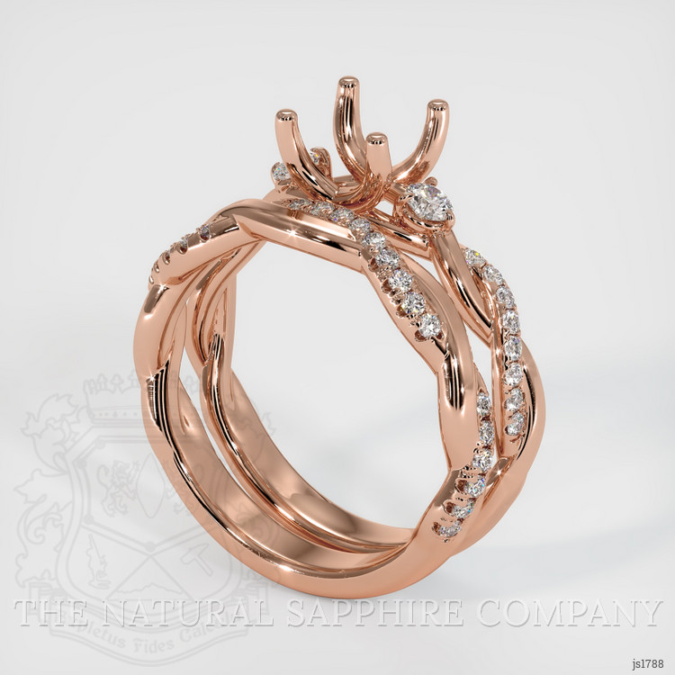14K Rose Gold Three Stone Ring Setting