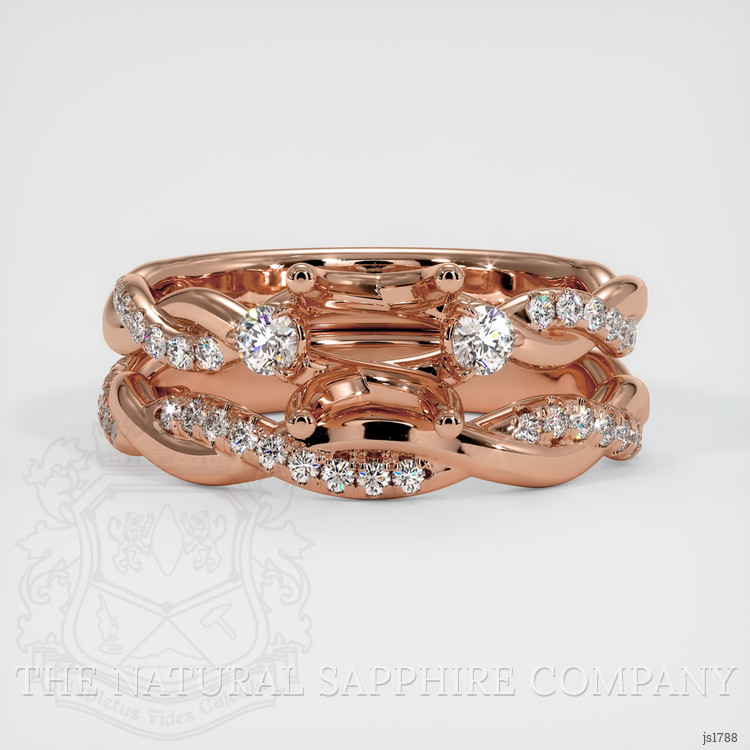 14K Rose Gold Three Stone Ring Setting