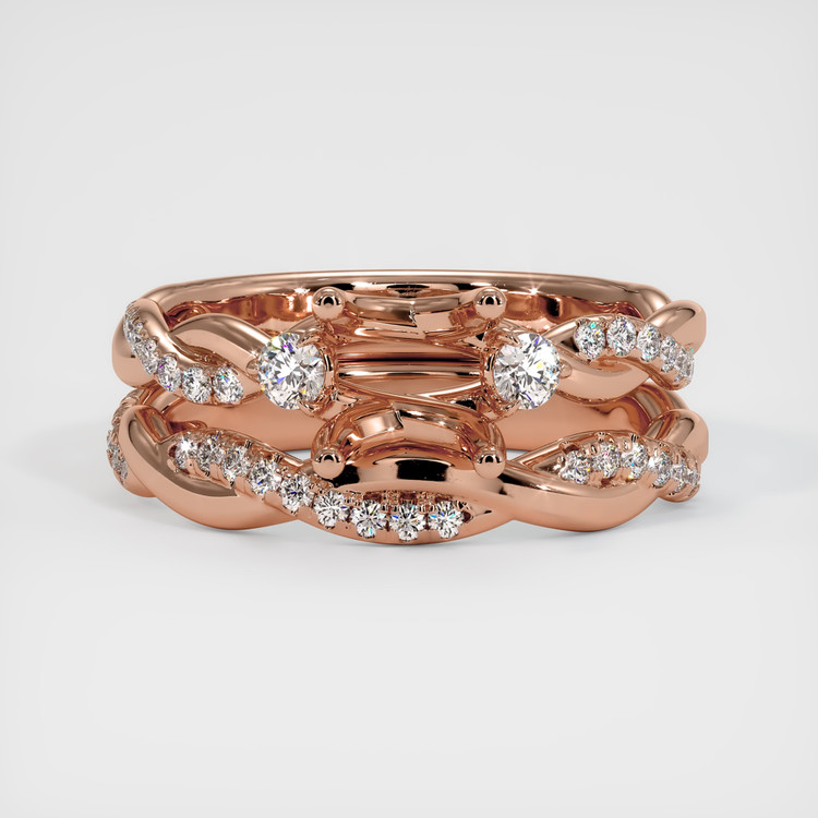 14K Rose Gold Three Stone Ring Setting