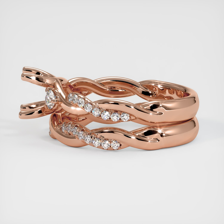 14K Rose Gold Three Stone Ring Setting